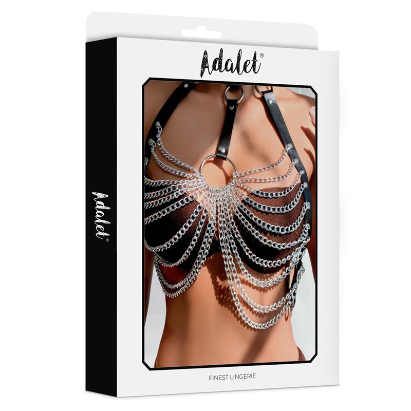 ADALET LINGERIE - SAMARA ARNÉS DE PECHO CON CADENAS CUERO VEGANO TALL ÚNICA