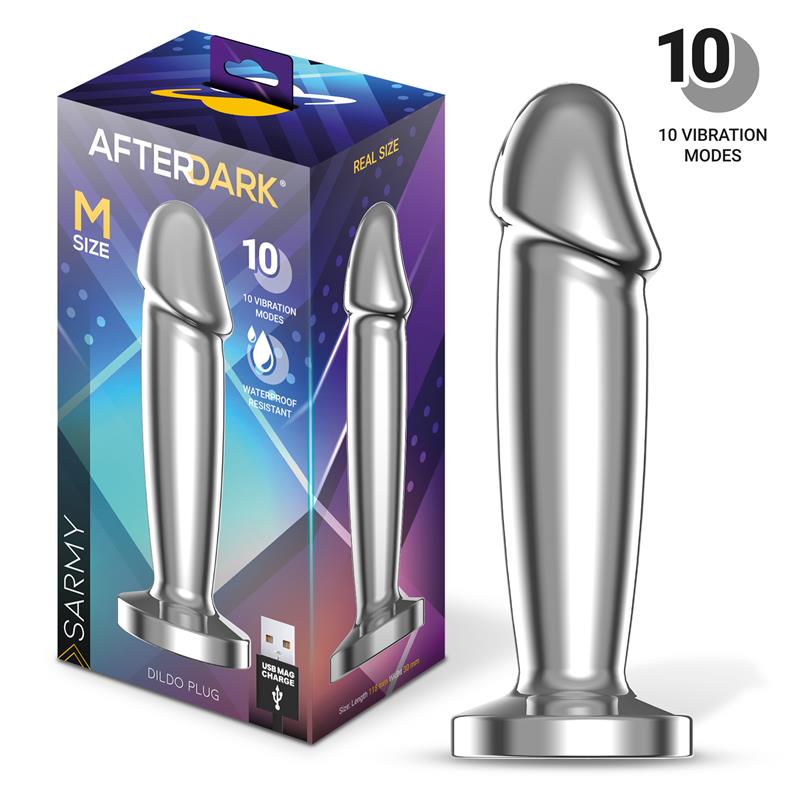 AFTERDARK - SARMY PLUG ANAL CROMADO CON VIBRACIÓN USB MAGNÉTICO TALLA M