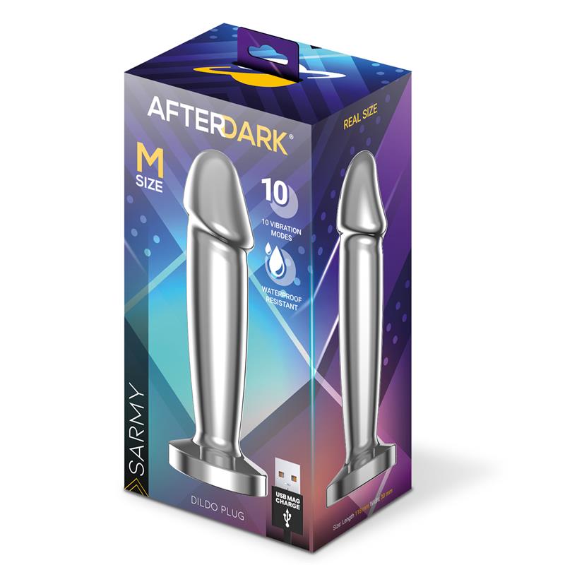 AFTERDARK - SARMY PLUG ANAL CROMADO CON VIBRACIÓN USB MAGNÉTICO TALLA M
