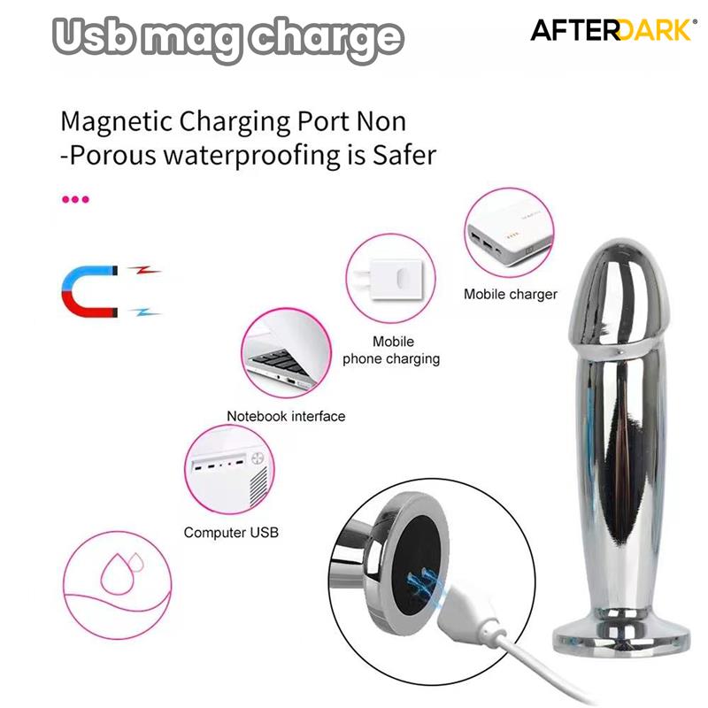 AFTERDARK - SARMY PLUG ANAL CROMADO CON VIBRACIÓN USB MAGNÉTICO TALLA S