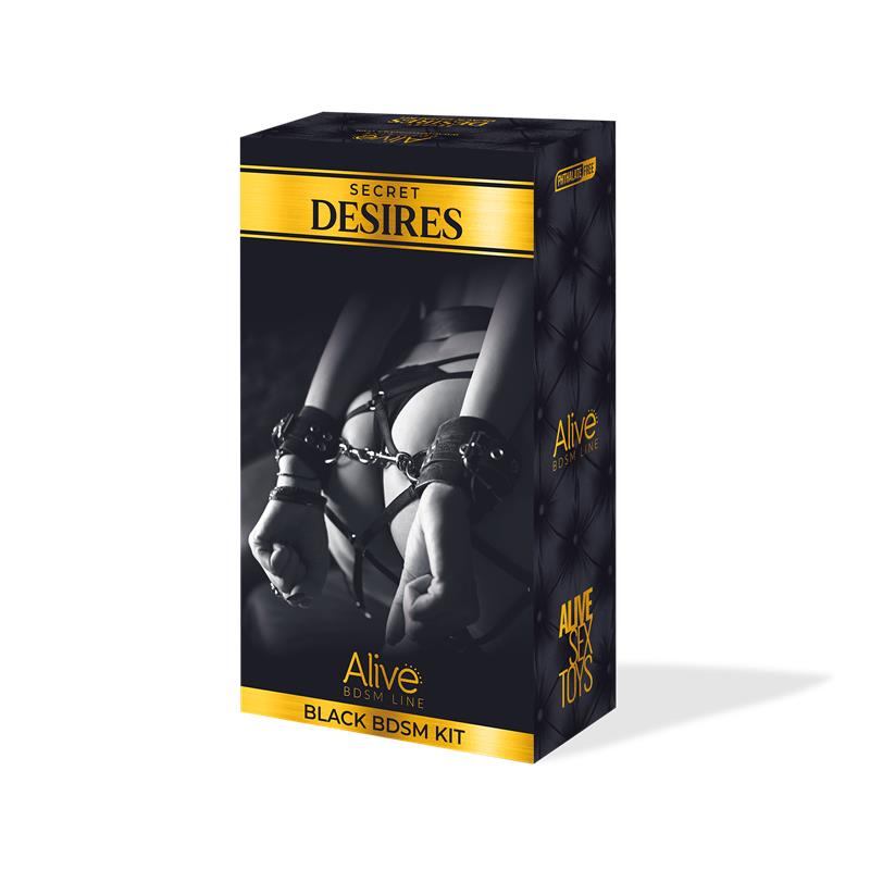 ALIVE - SECRET DESIRES BLACK KIT DE 8 PIEZAS BDSM