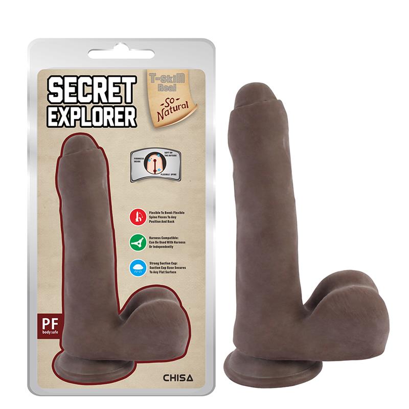 CHISA - SECRET EXPLORER DILDO DUAL DENSITY MARRÓN 20CM