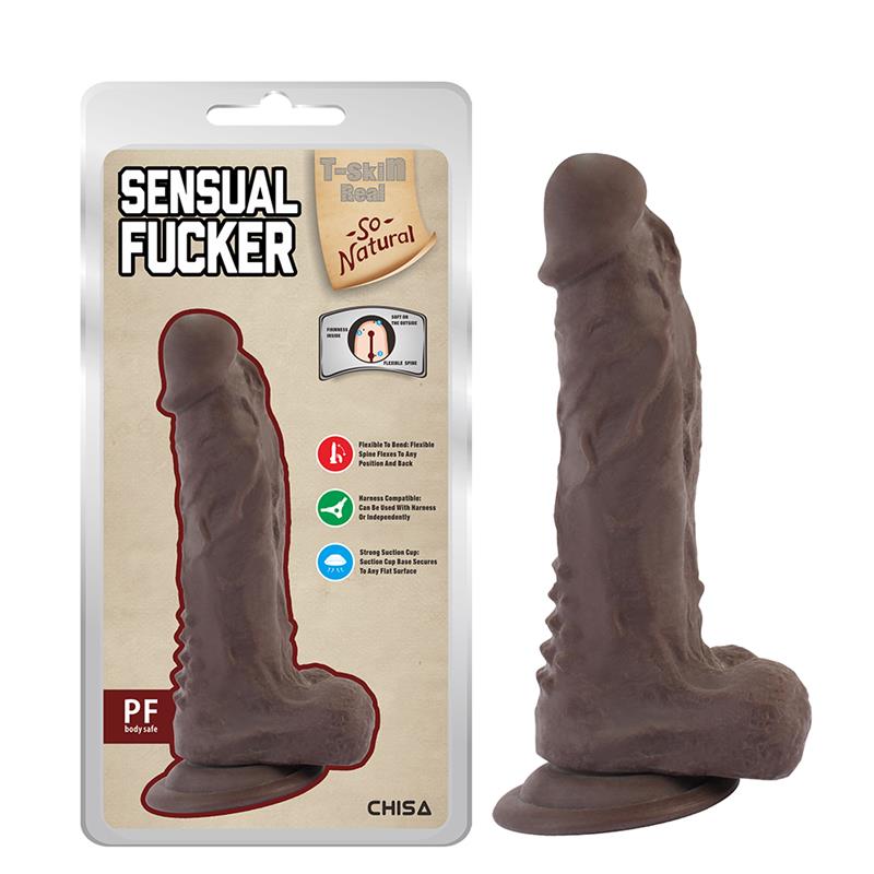 CHISA - SENSUAL FUCKER DILDO DUAL DENSITY MARRÓN1 9.5CM
