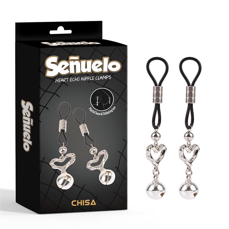 CHISA - SEÑUELO PINZAS PARA PEZONES CORAZON CON CASCABEL