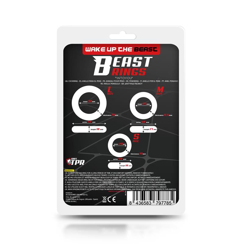 BEAST RINGS - SET 3 ANILLO PARA EL PENE FLEXIBLE TRANSPARENTES