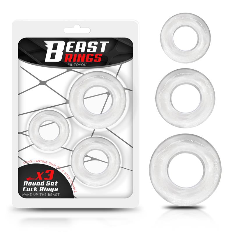BEAST RINGS - SET 3 ANILLO PARA EL PENE FLEXIBLE TRANSPARENTES