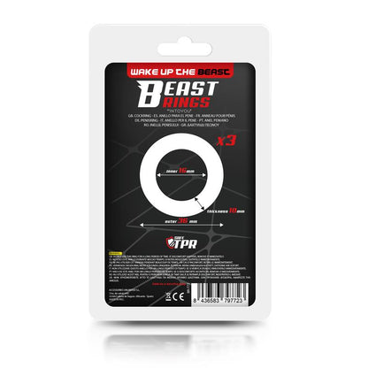 BEAST RINGS - SET 3 ANILLOS PARA EL PENE 3 COLORES 1.6 CM