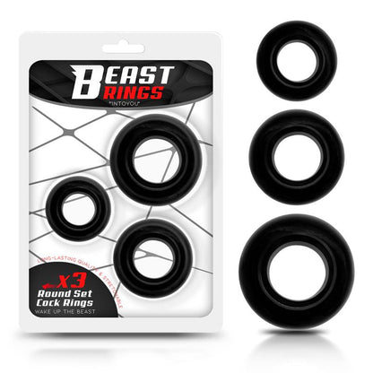 BEAST RINGS - SET 3 ANILLOS PARA EL PENE FLEXIBLES NEGROS