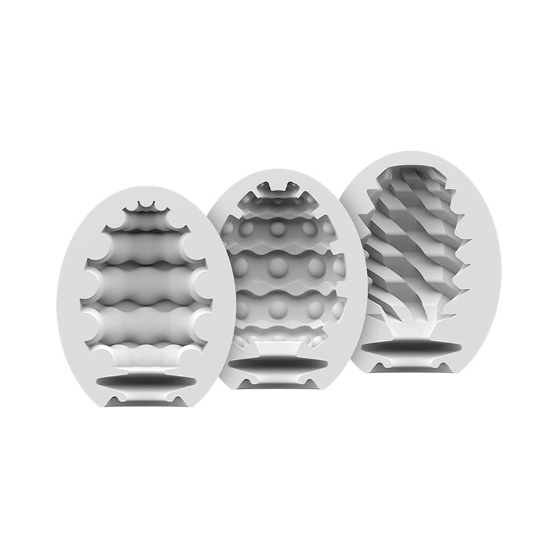 SATISFYER - SET 3 HUEVOS MASTURBADOR RIFFLE, BUBBLE Y FIERCE