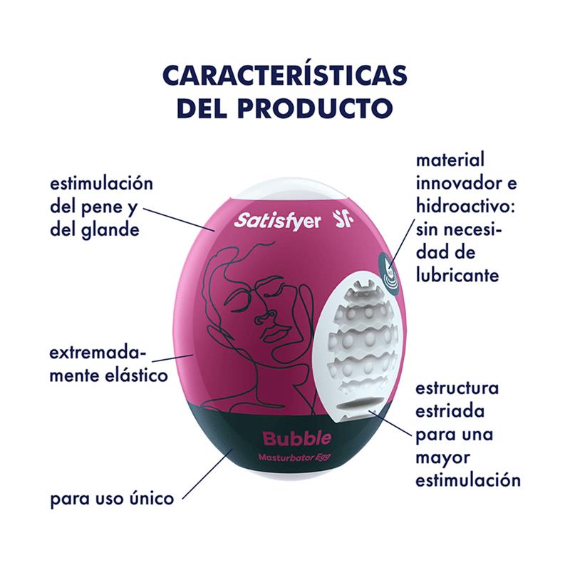 SATISFYER - SET 3 HUEVOS MASTURBADORES MODELO BUBBLE