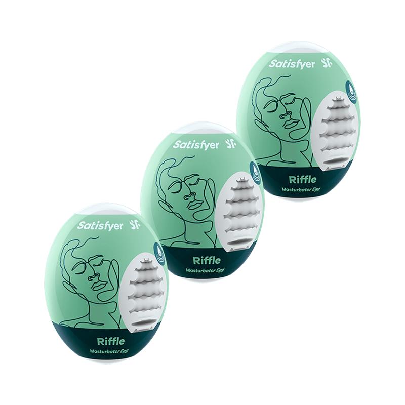 SATISFYER - SET 3 HUEVOS MASTURBADORES MODELO RIFFLE