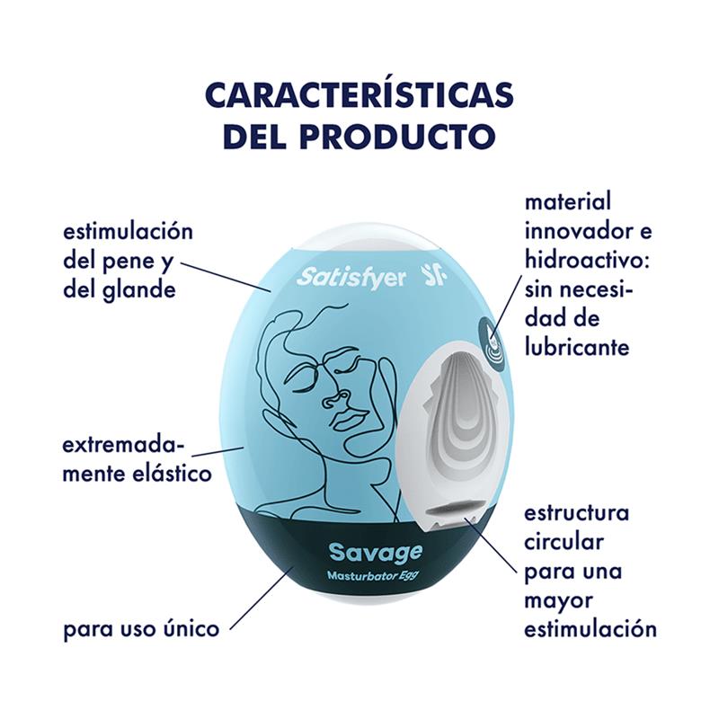 SATISFYER - SET 3 HUEVOS MASTURBADORES MODELO SAVAGE