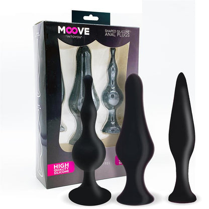 MOOVE - SET 3 PLUGS ANAL SILICONA NEGRO