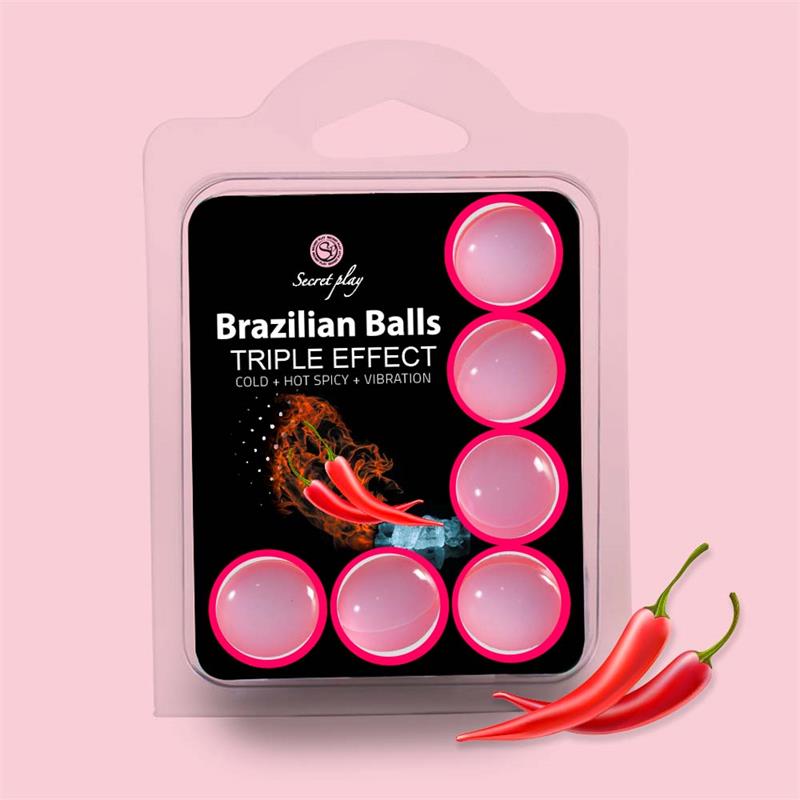 SECRET PLAY - SET 6 BRAZILIAN BALLS TRIPLE EFECTO (CALOR, FRIO Y VIBRACIÓN)