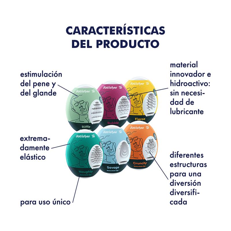 SATISFYER - SET 6 UNIDADES HUEVO MASTURBADOR