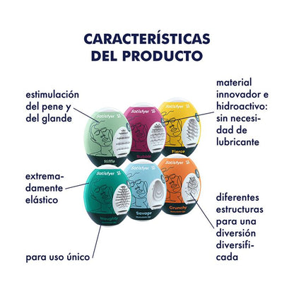 SATISFYER - SET 6 UNIDADES HUEVO MASTURBADOR