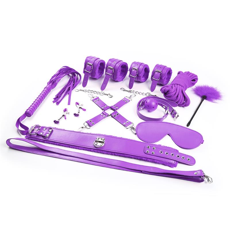 INTOYOU BDSM LINE - SET BONDAGE DE 10 PIEZAS PÚRPURA