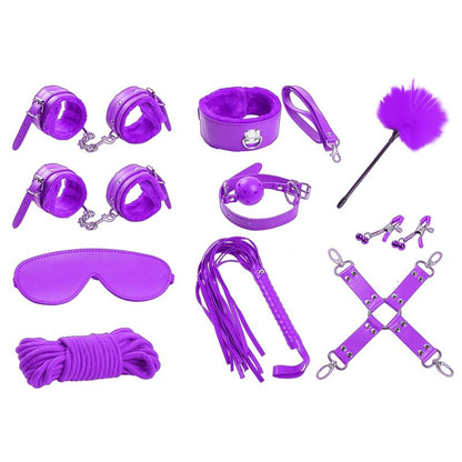 INTOYOU BDSM LINE - SET BONDAGE DE 10 PIEZAS PÚRPURA