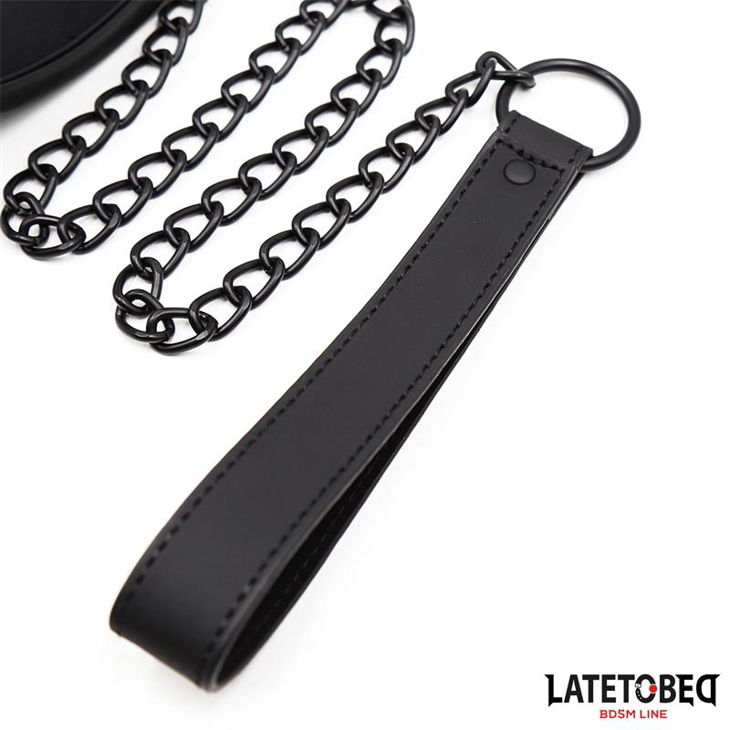 LATETOBED BDSM LINE - SET COLLAR Y CORREA NEOPRENO NEGRO