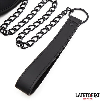 LATETOBED BDSM LINE - SET COLLAR Y CORREA NEOPRENO NEGRO