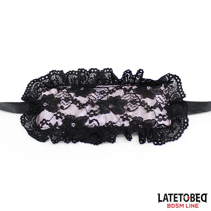LATETOBED BDSM LINE - SET DE 2 PIEZAS ANTIFAZ Y ESPOSAS DE ENCAJE