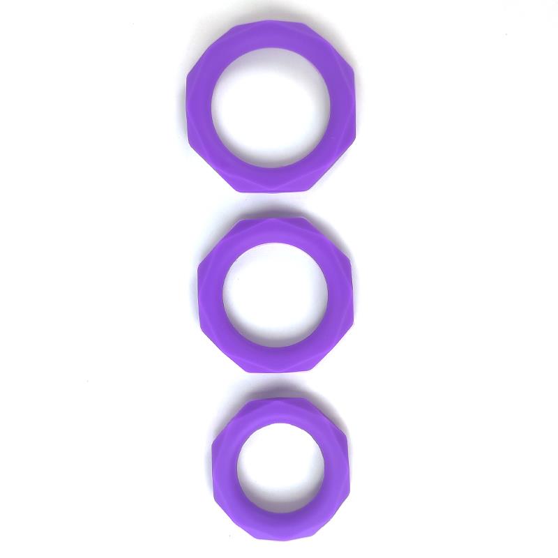 A-GUSTO - SET DE 3 ANILLOS PARA EL PENE SILICONA PÚRPURA