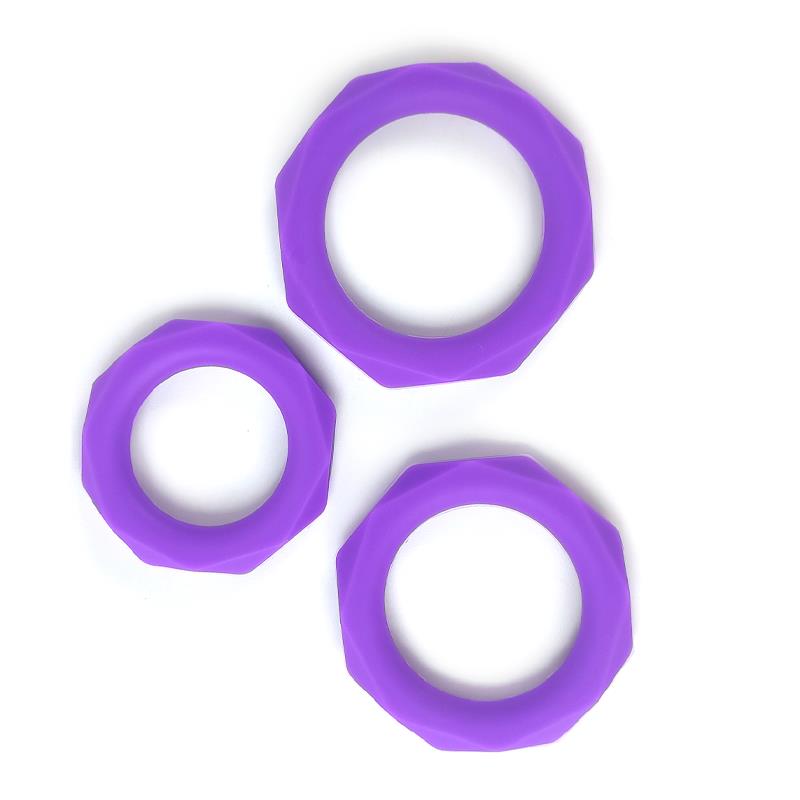 A-GUSTO - SET DE 3 ANILLOS PARA EL PENE SILICONA PÚRPURA