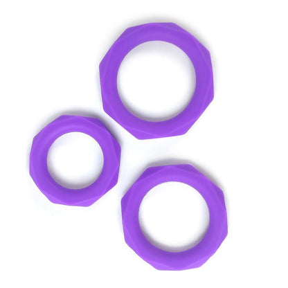 A-GUSTO - SET DE 3 ANILLOS PARA EL PENE SILICONA PÚRPURA