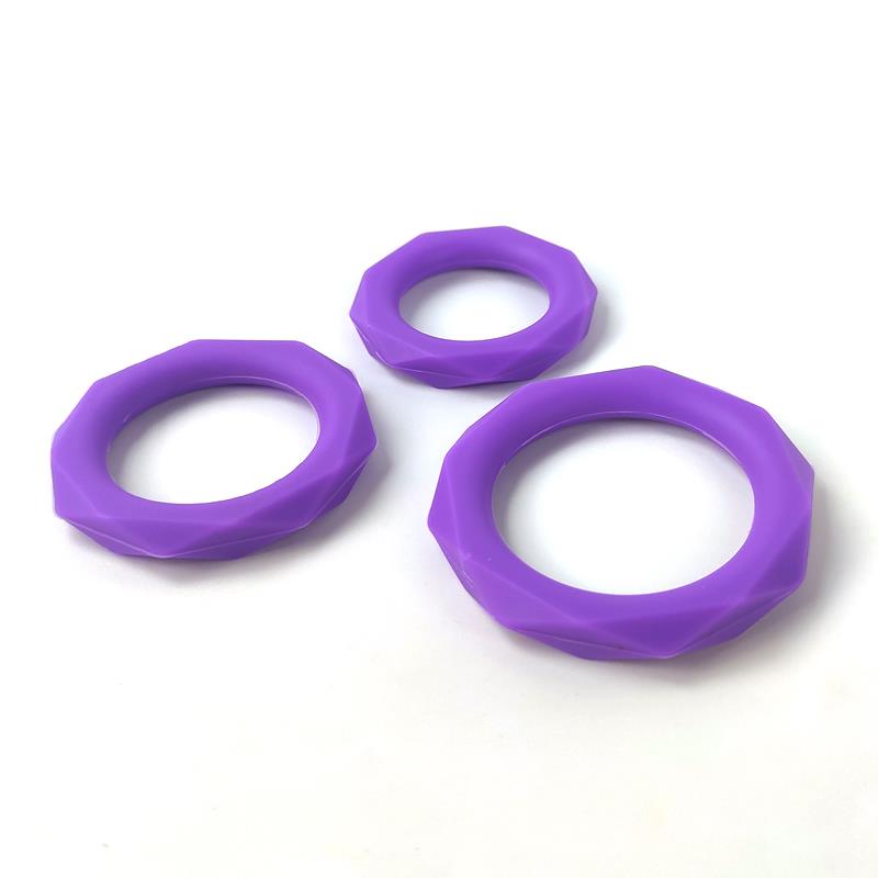 A-GUSTO - SET DE 3 ANILLOS PARA EL PENE SILICONA PÚRPURA