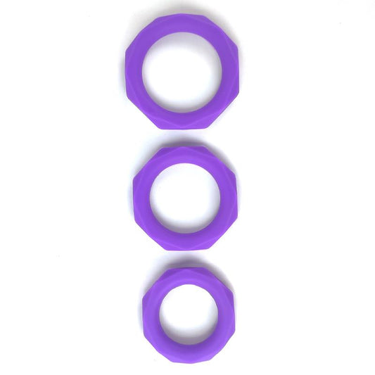 A-GUSTO - SET DE 3 ANILLOS PARA EL PENE SILICONA PÚRPURA