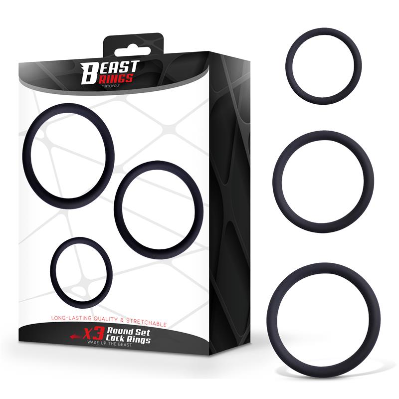 BEAST RINGS - SET DE 3 ANILLOS PARA EL PENE SILICONA S, M Y L
