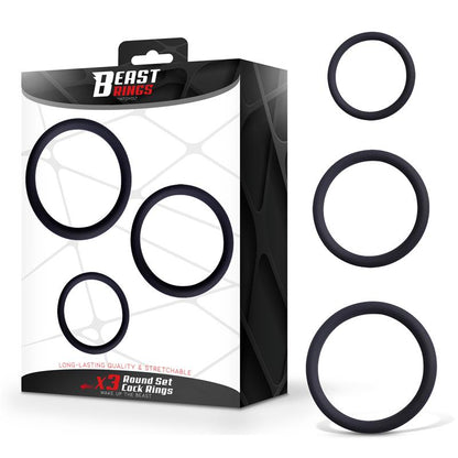 BEAST RINGS - SET DE 3 ANILLOS PARA EL PENE SILICONA S, M Y L