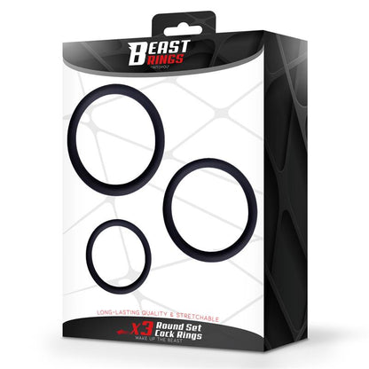 BEAST RINGS - SET DE 3 ANILLOS PARA EL PENE SILICONA S, M Y L
