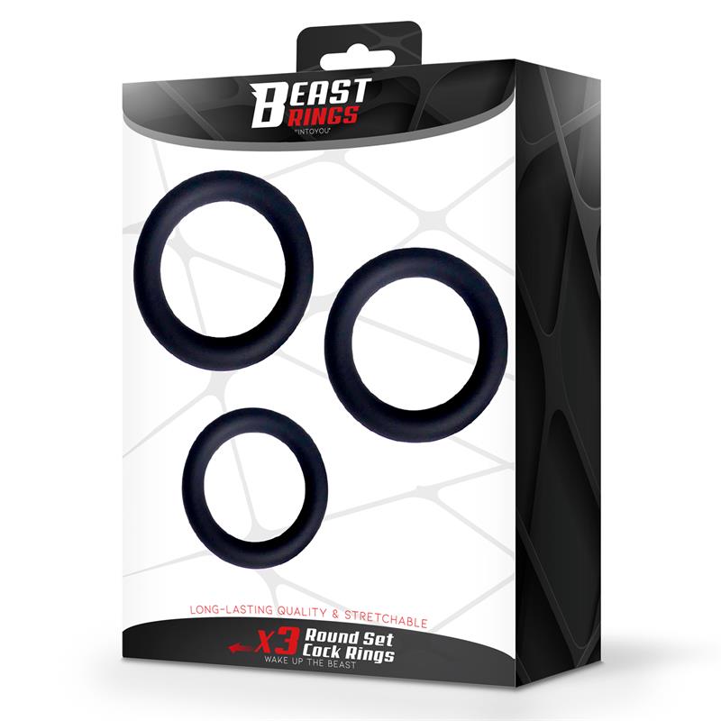 BEAST RINGS - SET DE 3 ANILLOS PARA EL PENE SILICONA S, M Y L