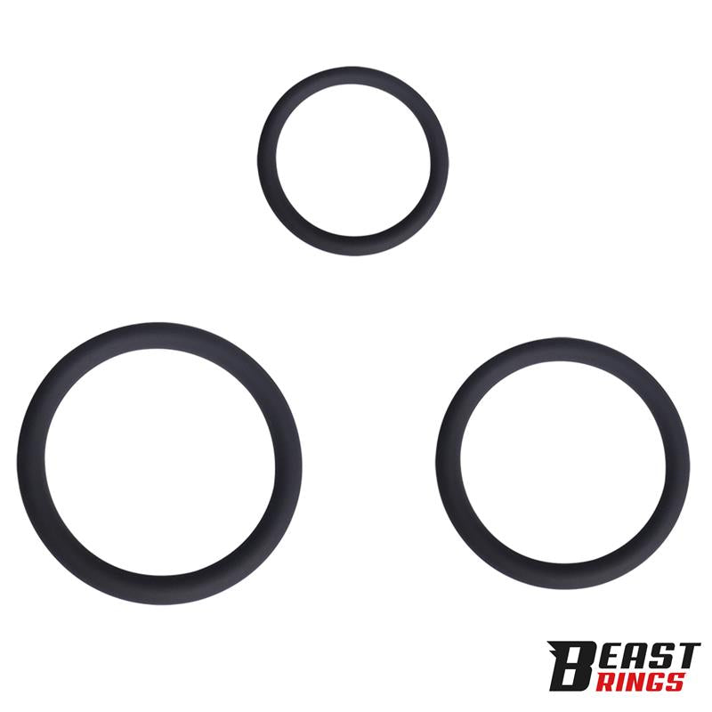 BEAST RINGS - SET DE 3 ANILLOS PARA EL PENE SILICONA S, M Y L