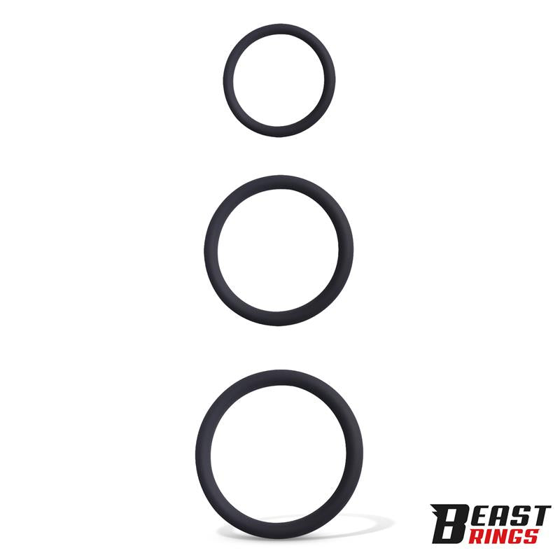 BEAST RINGS - SET DE 3 ANILLOS PARA EL PENE SILICONA S, M Y L