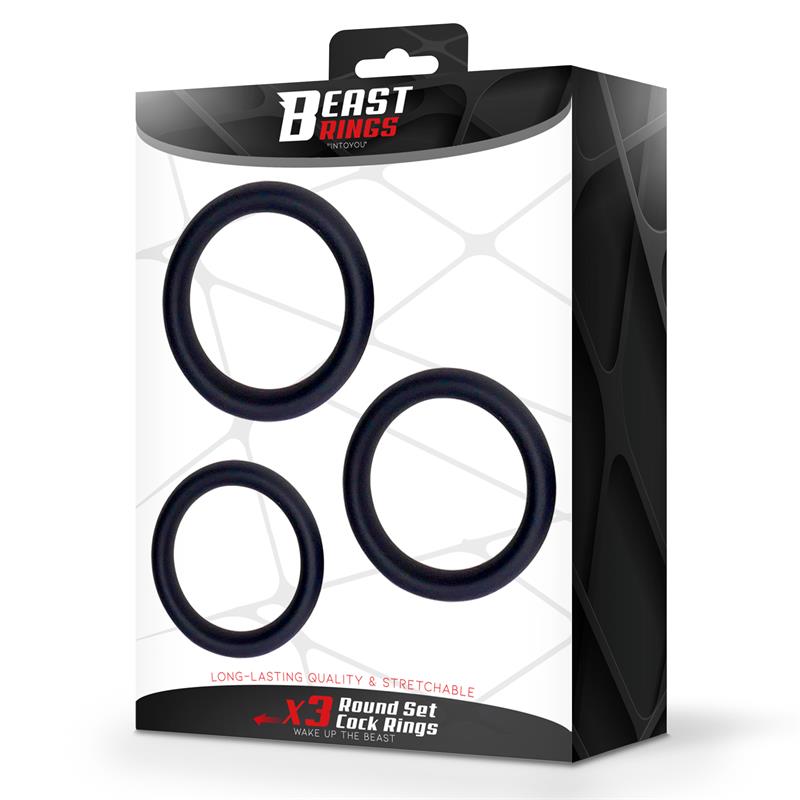 BEAST RINGS - SET DE 3 ANILLOS PARA EL PENE SILICONA S, M Y L