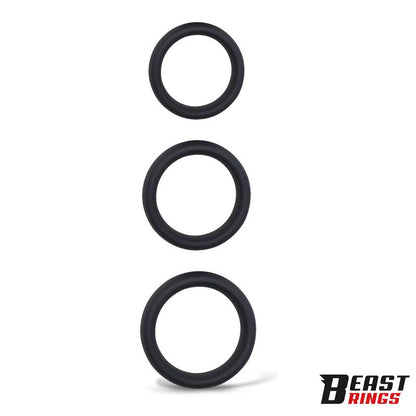 BEAST RINGS - SET DE 3 ANILLOS PARA EL PENE SILICONA S, M Y L
