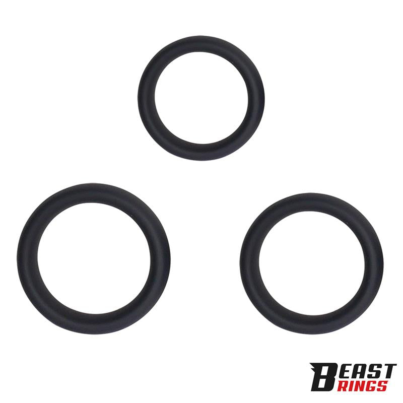 BEAST RINGS - SET DE 3 ANILLOS PARA EL PENE SILICONA S, M Y L