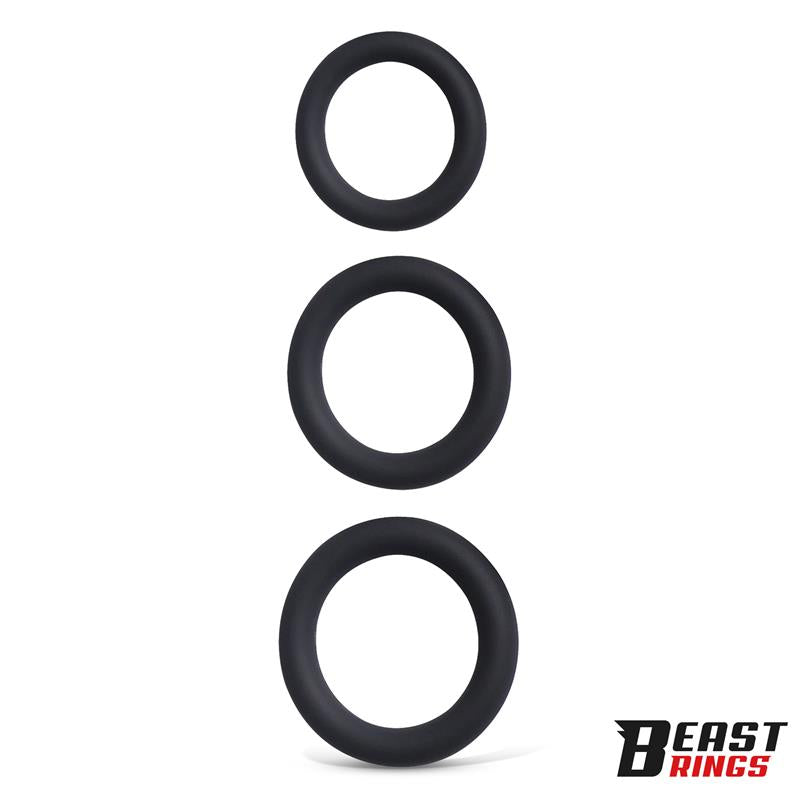 BEAST RINGS - SET DE 3 ANILLOS PARA EL PENE SILICONA S, M Y L