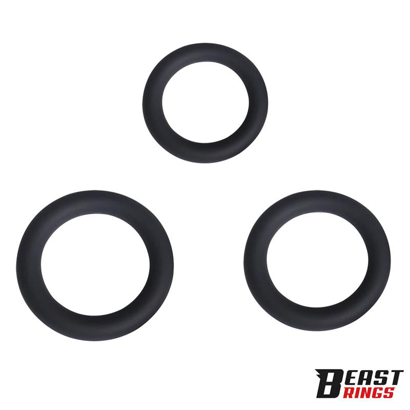 BEAST RINGS - SET DE 3 ANILLOS PARA EL PENE SILICONA S, M Y L