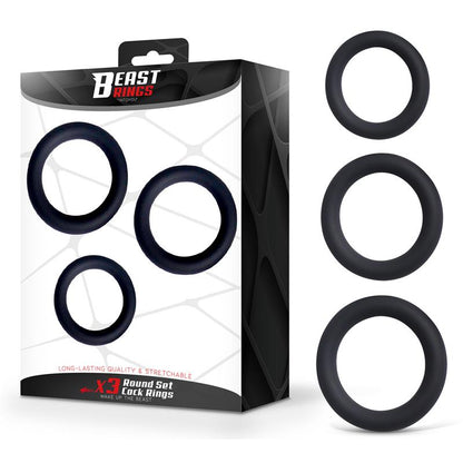 BEAST RINGS - SET DE 3 ANILLOS PARA EL PENE SILICONA S, M Y L