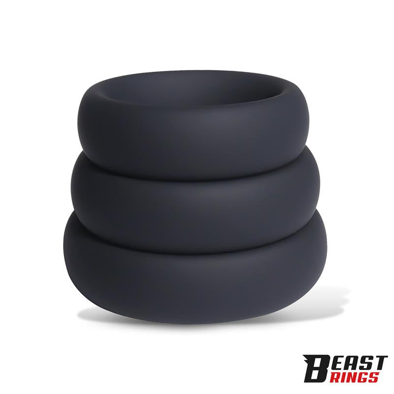 BEAST RINGS - SET DE 3 ANILLOS PARA EL PENE SILICONA S, M Y L