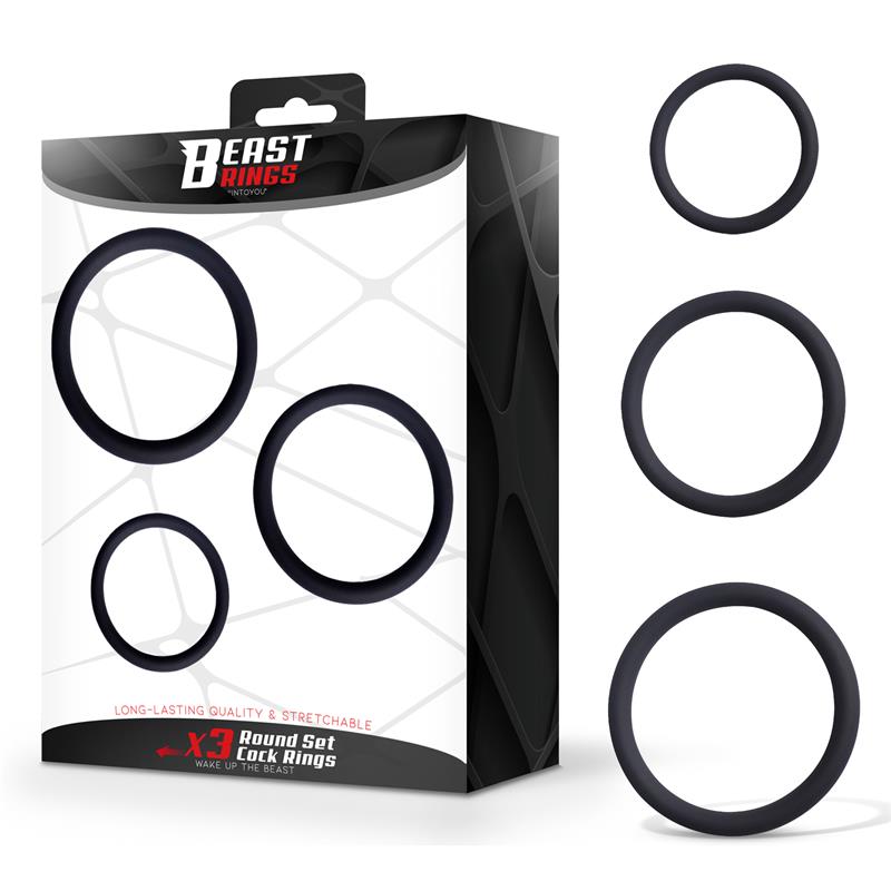 BEAST RINGS - SET DE 3 ANILLOS PARA EL PENE SILICONA S, M Y L