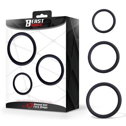 BEAST RINGS - SET DE 3 ANILLOS PARA EL PENE SILICONA S, M Y L
