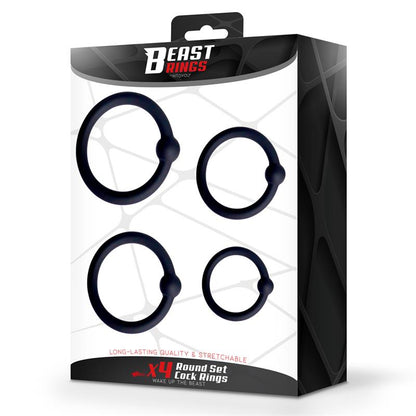 BEAST RINGS - SET DE 4 ANILLOS PARA EL PENE SILICONA