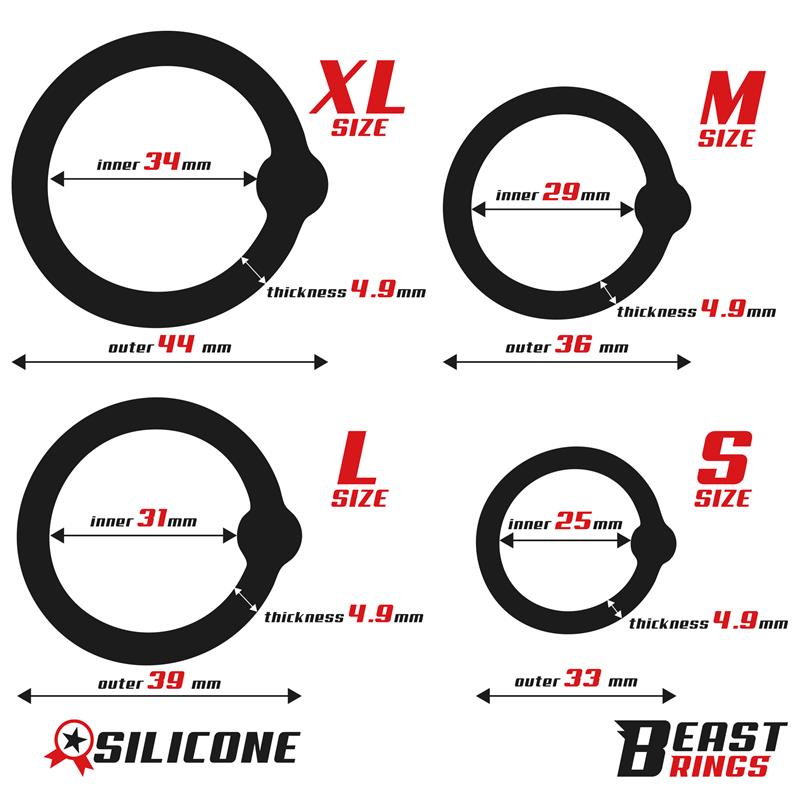 BEAST RINGS - SET DE 4 ANILLOS PARA EL PENE SILICONA