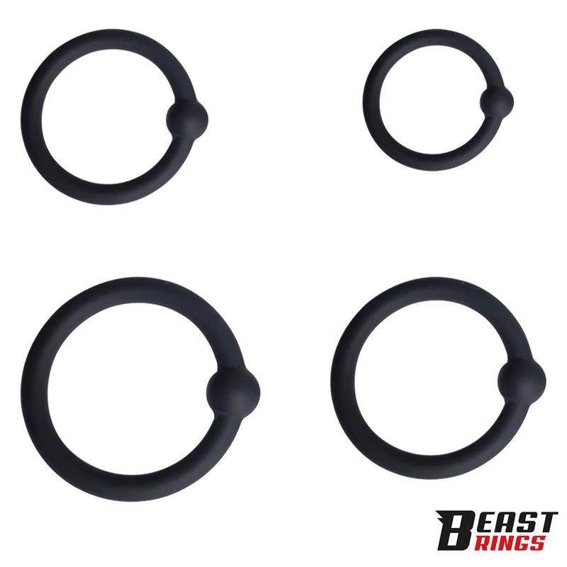 BEAST RINGS - SET DE 4 ANILLOS PARA EL PENE SILICONA