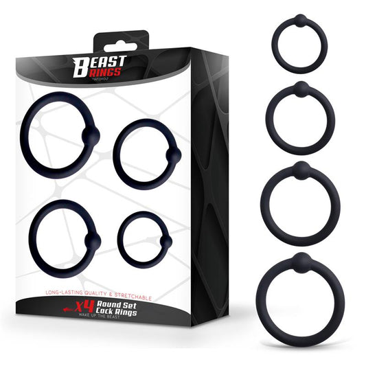 BEAST RINGS - SET DE 4 ANILLOS PARA EL PENE SILICONA