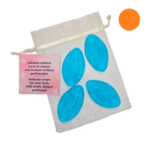 DIVERTY SEX - SET DE 4 MINI JABONES EN FORMA DE VAGINA NARANJA AROMATIZADOS